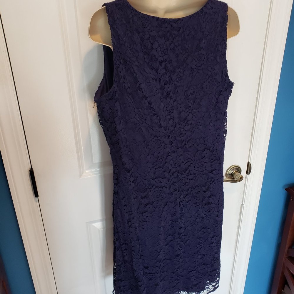 Navy Blue Lace Cocktail Dress - Picture 5 of 7